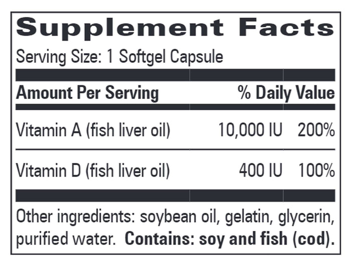 Progressive Laboratories A & D Natural Capsules Ingredients