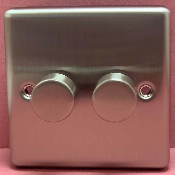 Quadrant Decor Dimmer Switch 2G, 2W, 400W Push TRIAC Dimmer Non-LED  - QD-3504-22-SC-B