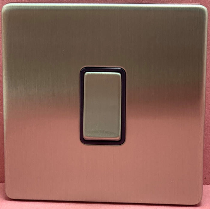 Quadrant Screwless  1 Gang 2 Way Switch in Satin Chrome - QSS3012SC-B