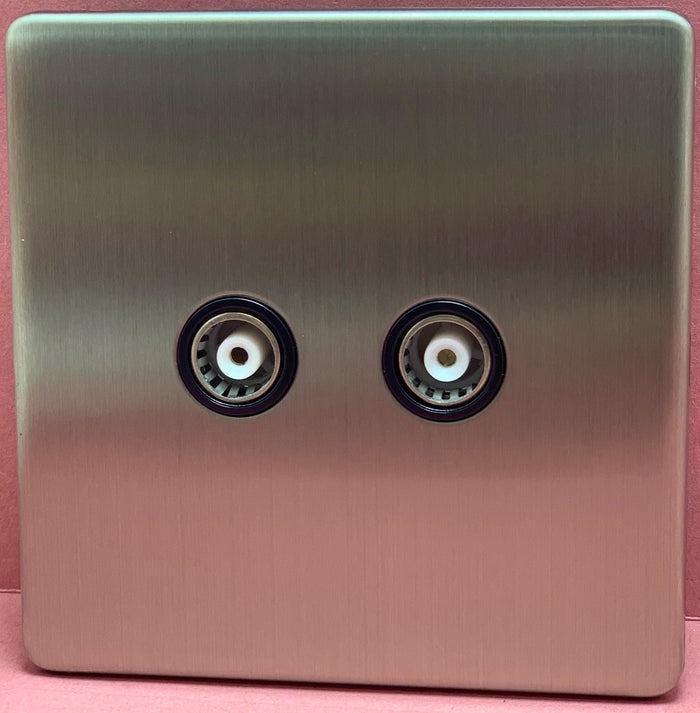 Quadrant Screwless 2 Gang Isolated TV Socket in Chrome - QSS4325SC-B