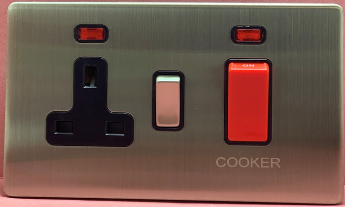 Quadrant Screwless 45A Cooker Control Unit With Neon in Chrome - QSS3311SC-B