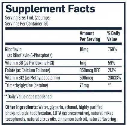 Quicksilver Scientific Methyl Charge+ Ingredients