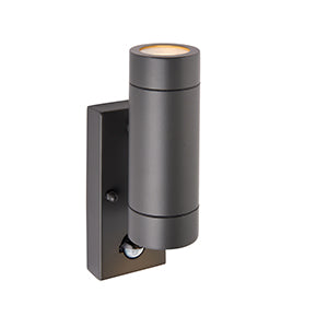 Saxby 94793 Palin PIR 2LT Palin Up & Down Wall Light IP44 7W - Anthracite Grey