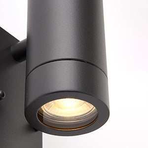 Saxby 94793 Palin PIR 2LT Palin Up & Down Wall Light IP44 7W - Anthracite Grey