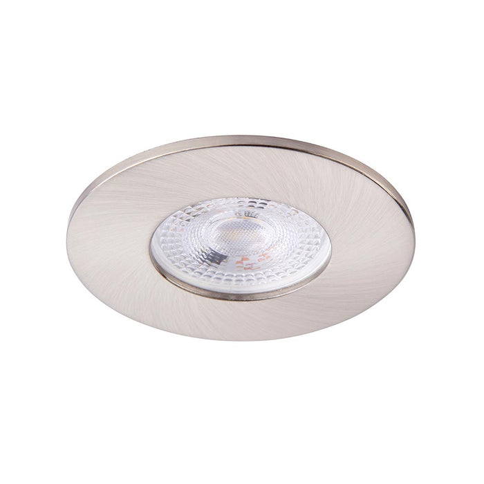 Saxby ShieldONE IP65 Fire Rated, Dimmable, GU10 Downlight for Bathrooms in Satin Nickel (Brushed Steel Effect)