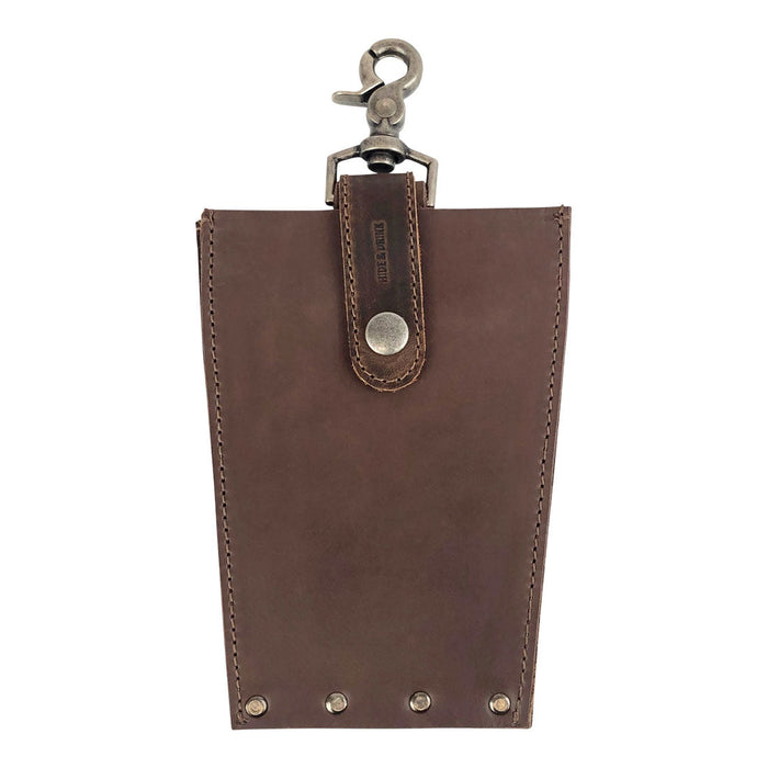 Styled 'Table Hanger Organizer' by Hide & Drink showcasing a durable full grain leather design, featuring a nickel lever hook for easy hanging—a versatile and sleek organizational solution for your essentials. Table Hanger Organizer - All-Purpose Slim File with Lobster Clasp - Durable Multi Use Hanger Organizer with Clasp, Full Grain Leather, StockyardX, Small Batch Production, Hand Cut, Hand Sewn, Fire Branded, Artisan, Handmade in La Antigua Guatemala & Oaxaca Mexico.