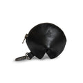 Austin Genuine The Bouldin Fortune Cookie Pouch in black Full Grain Leather, featuring a compact rounded design and key clip; StockyardX Small Batch Production, Hand Cut, Hand Sewn, Fire Branded, Artisan, Handmade in La Antigua Guatemala & Oaxaca Mexico.