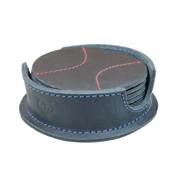 Thick Leather Baseball Coasters (6-Pack) - Stockyard X 'The Leather Store'