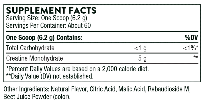 Thorne Research Creatine - Flavored Powder Ingredients