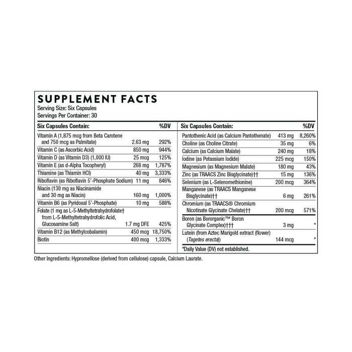 Thorne Research Women's Multi 50+ Ingredients