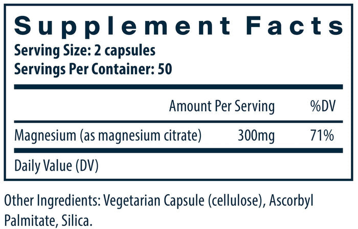 Vital Nutrients Magnesium Citrate Ingredients