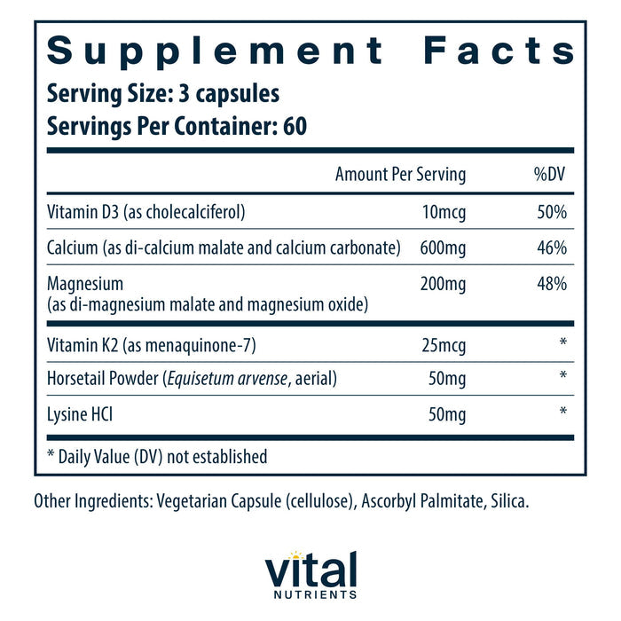 Vital Nutrients Osteo-Nutrients (with Vitamin K2-7) Ingredients