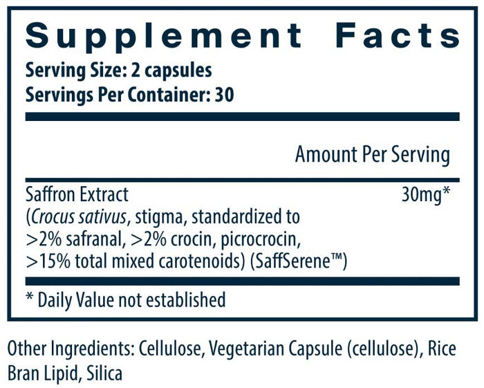 Vital Nutrients Saffron Extract Ingredients