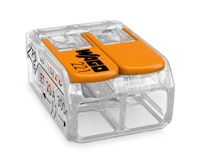 Wago 4mm Splicing 2-Way Compact Connector with Levers  (221-412) - Box of 100