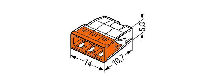 Wago Connector 3-Wire 0.5-2.5mm Connector (2273 - 203) - Box of 100