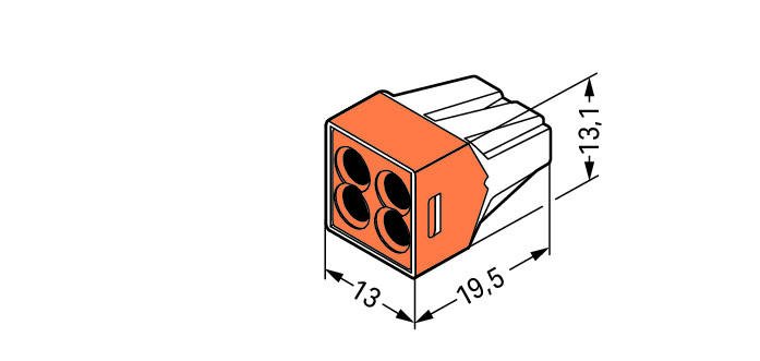 Wago Connector Push-Wire 4 Conductor for J-Boxes (773-104) - Box of 100