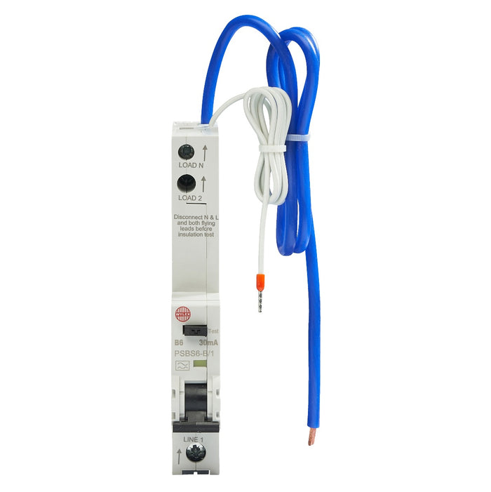 Wylex PSBS6-B-1 6A, B-Curve,  Single Pole + Neutral RCBO